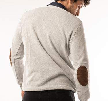 Basic V-neck yarn sweater - Light gray