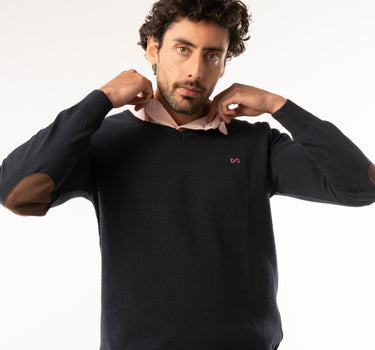 Basic V-neck thread sweater - Dark blue